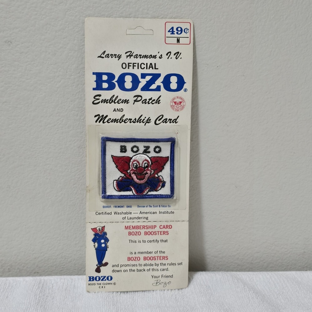 1960's BOZO the CLOWN Patch / Membership Card Vintage USA